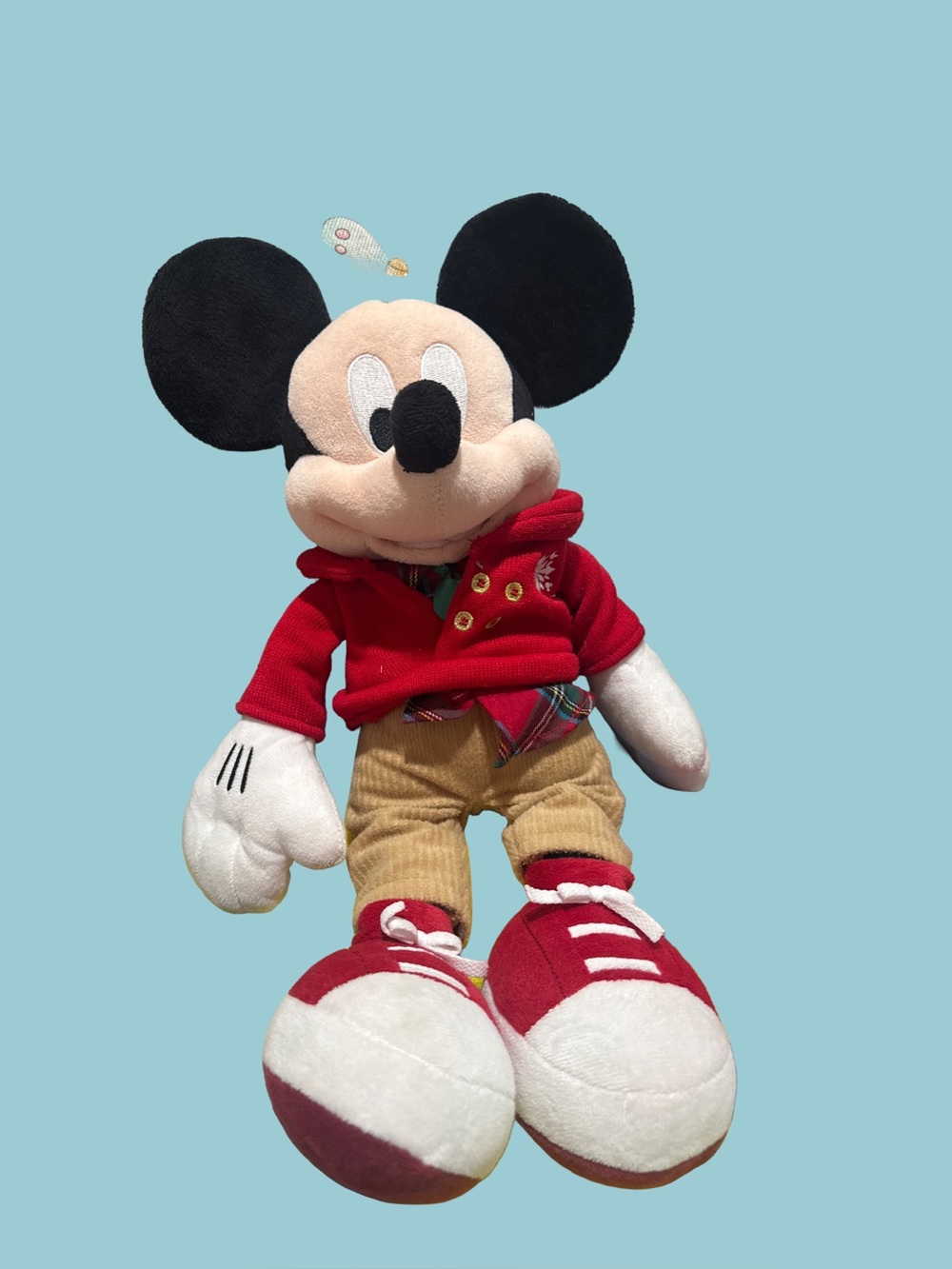 Disney Mickey Mouse Plush in Red Hoodie and Tan Pants